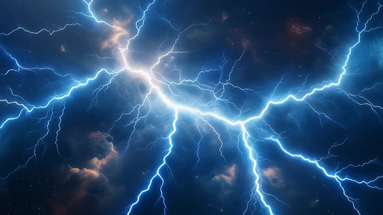 Rayos intensos atravesando nubes de tormenta oscuras