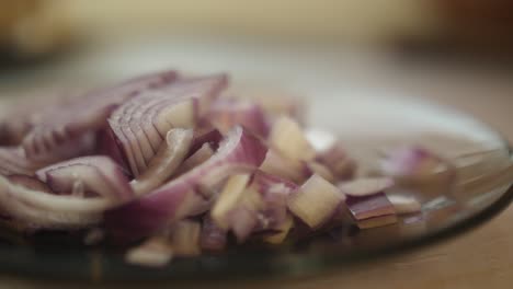 chopped red onion closeup