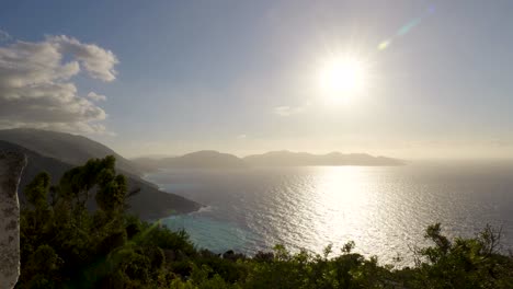 coastal mountain view with sunny sky