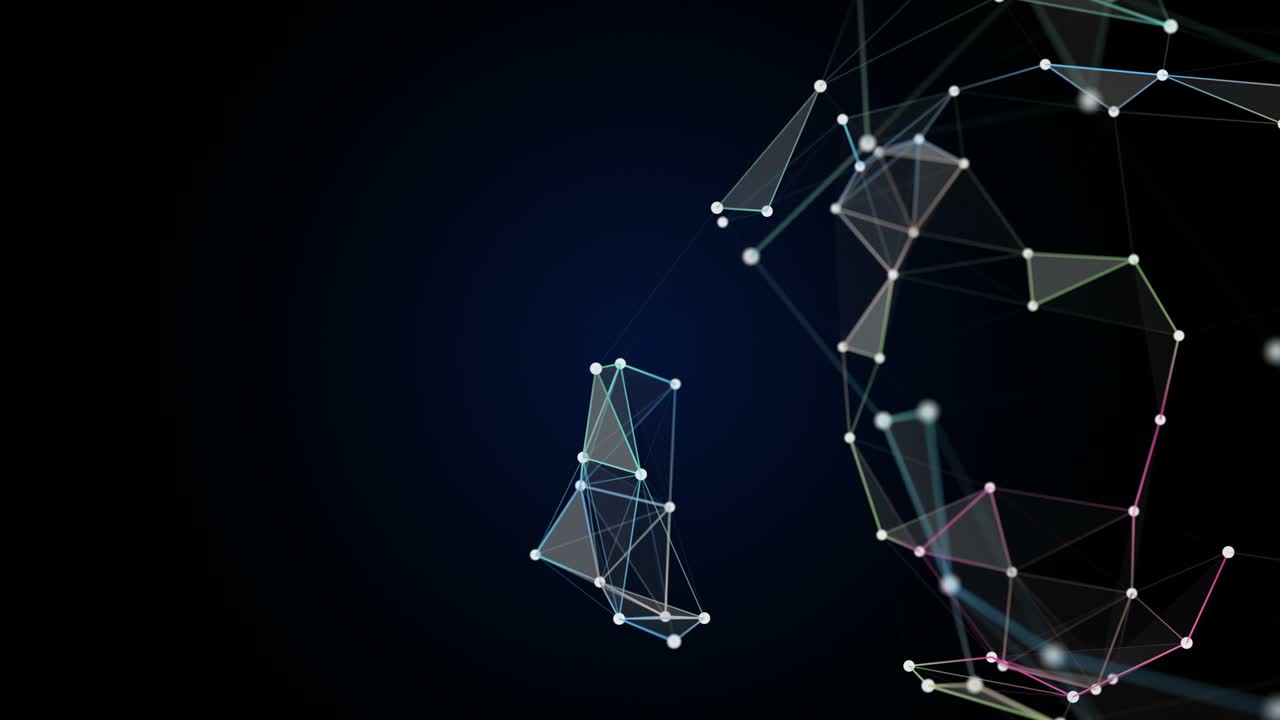 스로모션에서 반이는 삼각형과 함께 미래의 플렉서스 애니메이션, 4096x2304 루프 4k