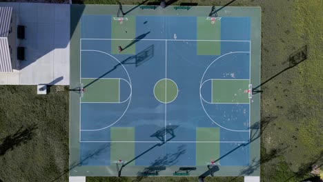 basketball concept - sport courts in outdoor inner city park