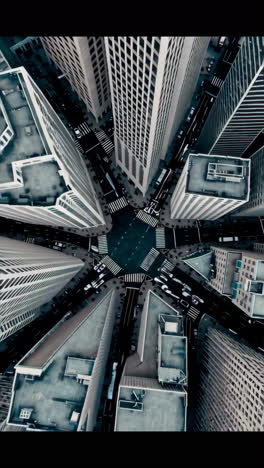 vista aérea de una intersección de la ciudad ocupada