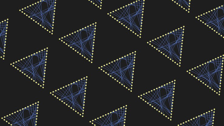Futuristic neon triangles pattern from dots and lines
