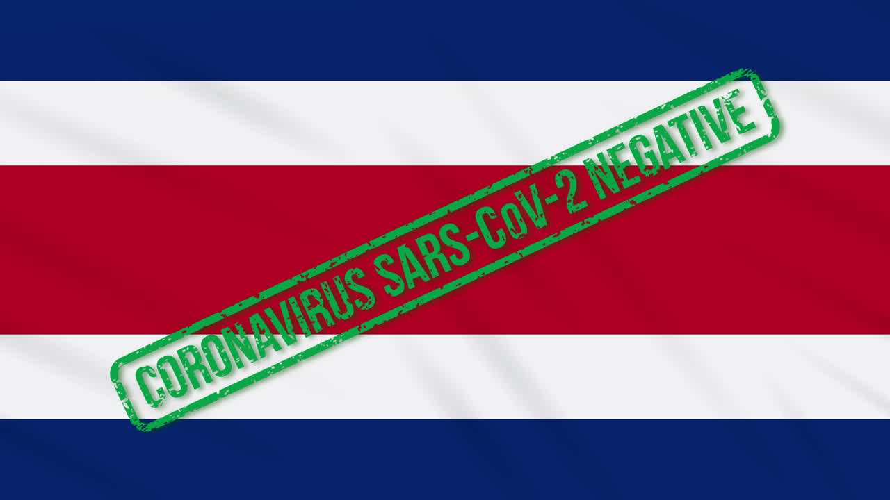 costa rica balanceando la bandera con el sello verde de la libertad del coronavirus, bucle