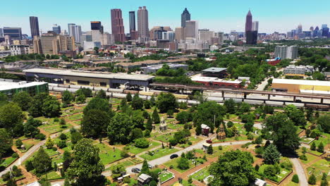 Aerial-view-of-cemetery-in-suburbs