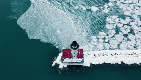 cinematic shot of chicago harbor lighthouse, illinois, united states