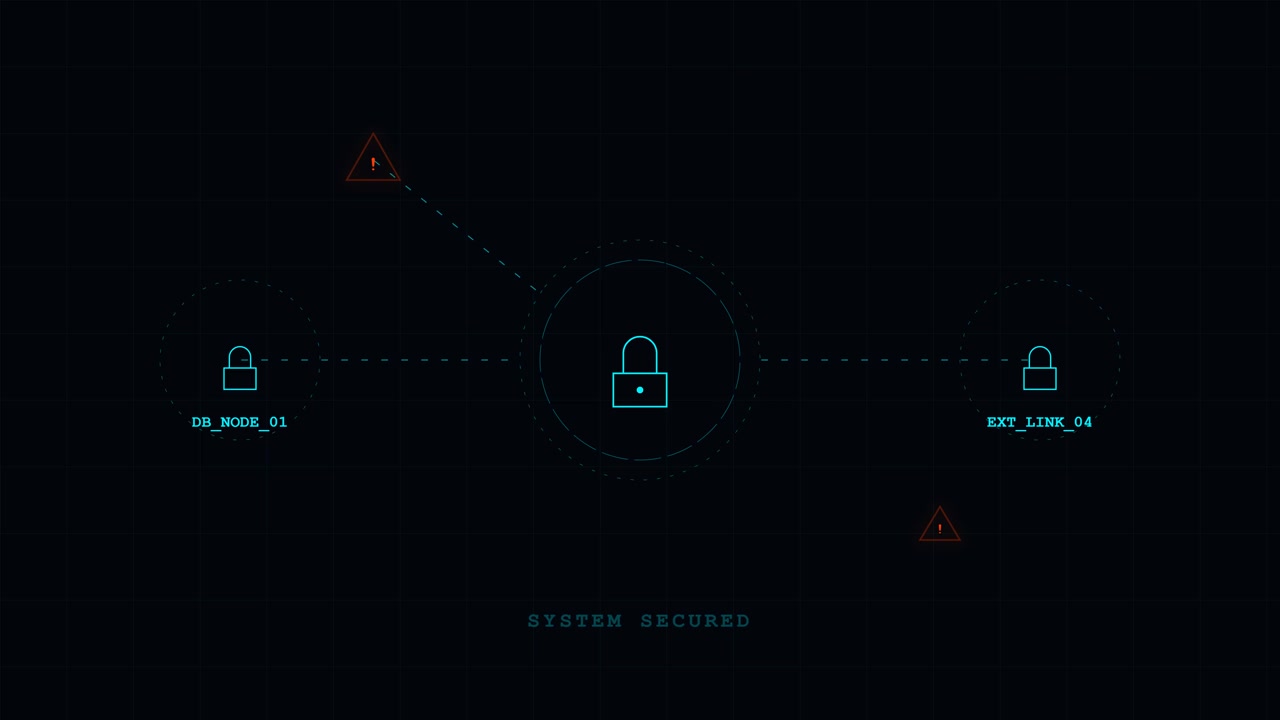 Digital Network Security Interface Showing System Secured Status