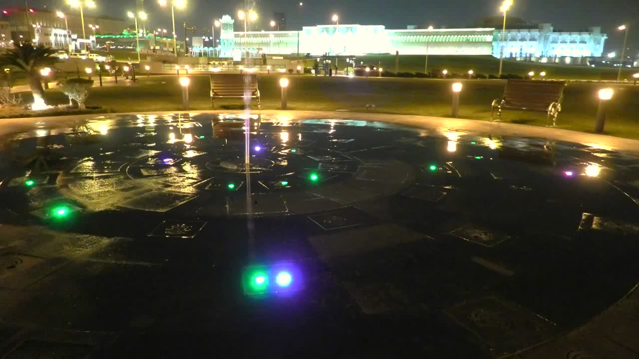 fuente en el parque souq waqif lapso de tiempo