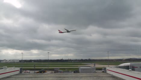 airplane takes off from london heathrow airport lhr from british airways terminal