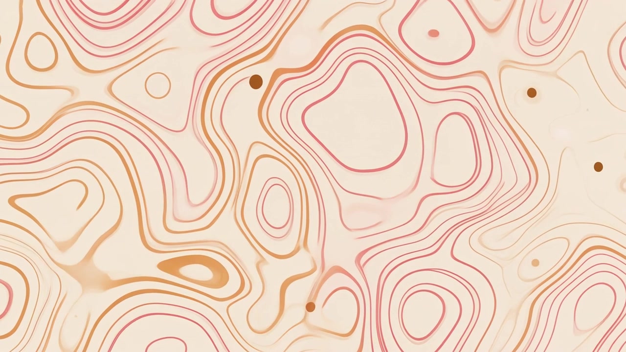 Abstract Motion Background with Flowing Topographic Lines and Dots