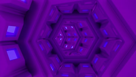 abstracto túnel hexagonal 3d con luces brillantes