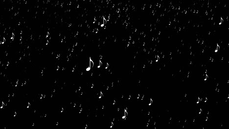 alpha background of white transparent melody musical notes dropping like rain