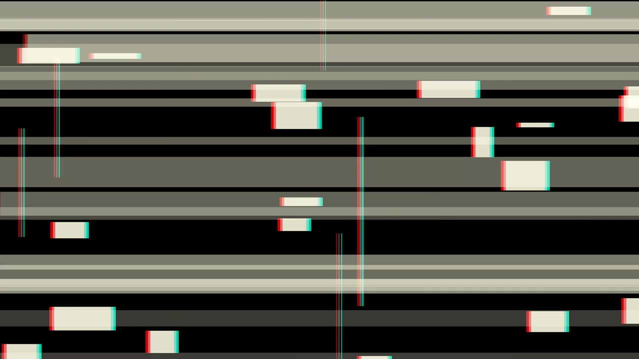 Effetto glitch digitale con linee orizzontali in movimento e artefatti rettangolari
