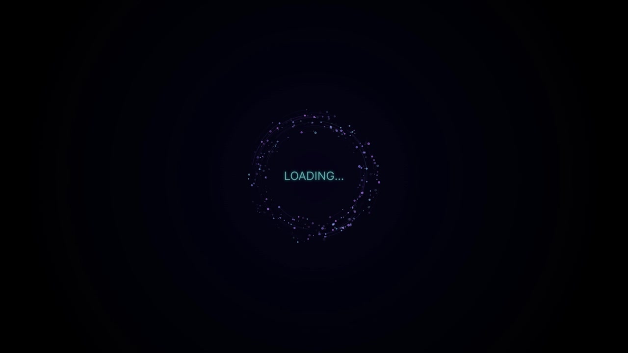 Digital Loading Circle Animation with Glowing Particles