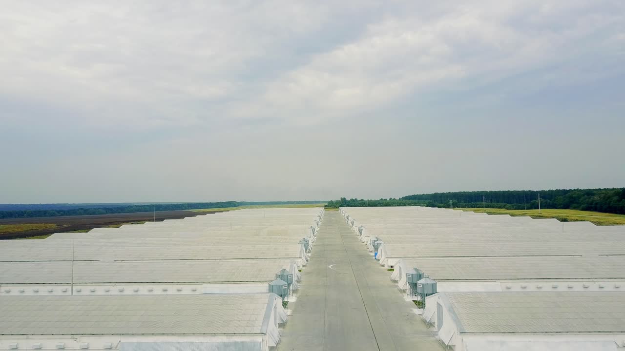 View Of Poultry Houses. Aerial view of poultry farm in the countryside