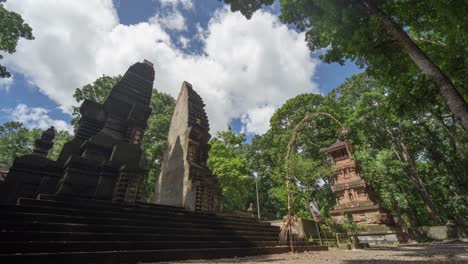 ancient stone temple ruins in a lush jungle landscape