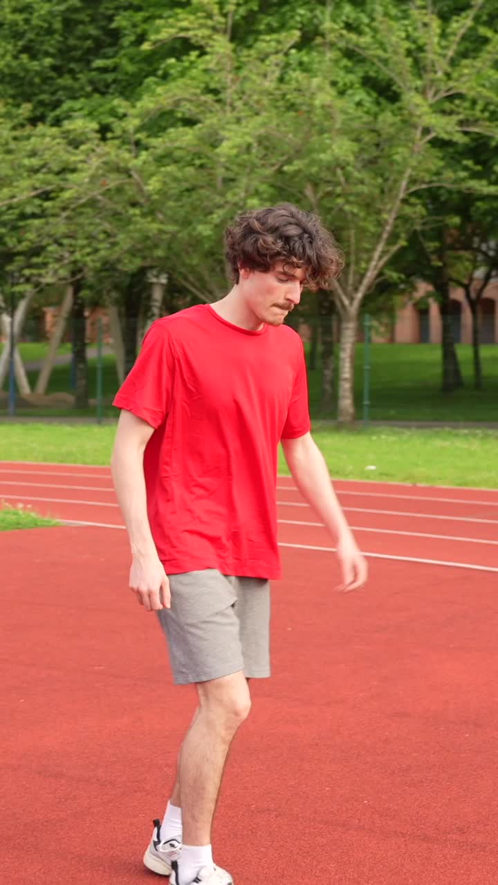 Man exercising on a running track