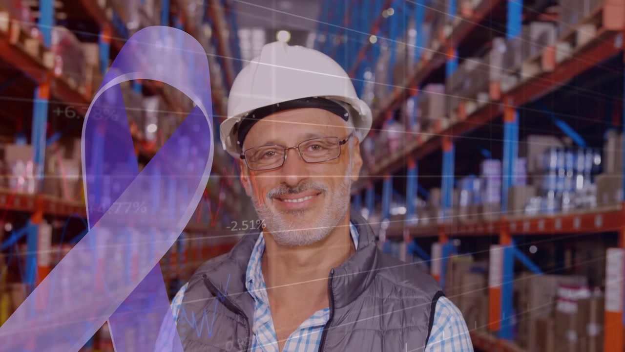 Animazione dell'elaborazione dati su persone che lavorano in un magazzino