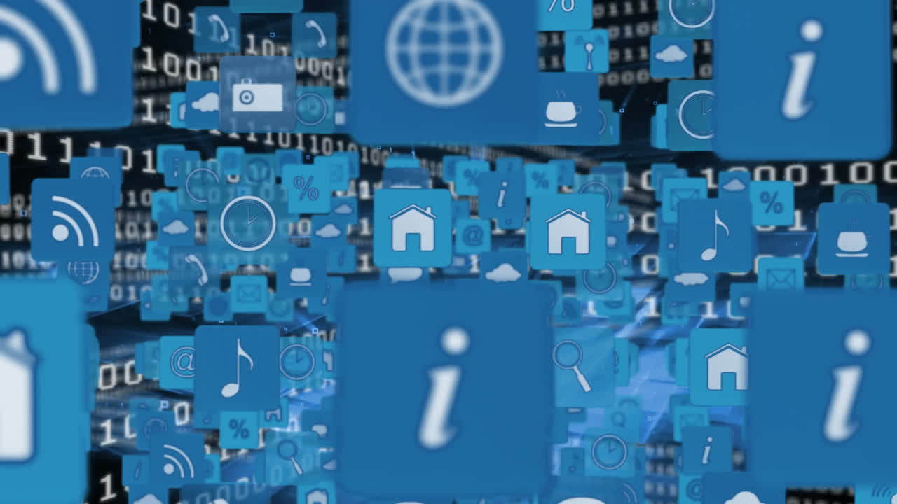 Icone e simboli di Internet con codice binario