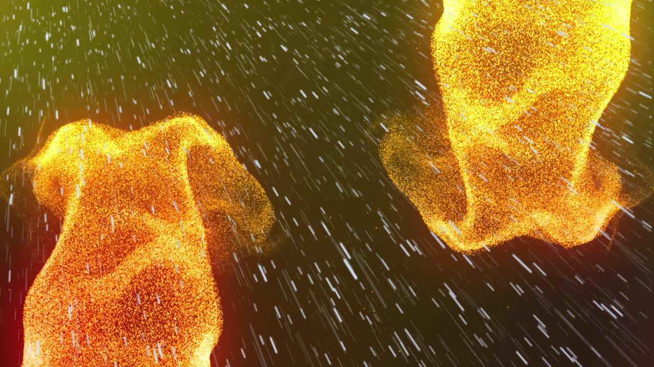 Animation of glowing light spots and light trails moving over black background