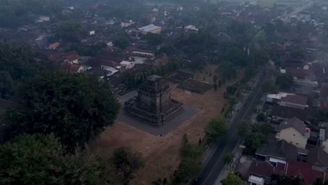 beautiful aerial images over the mendut temple in central java, indonesia