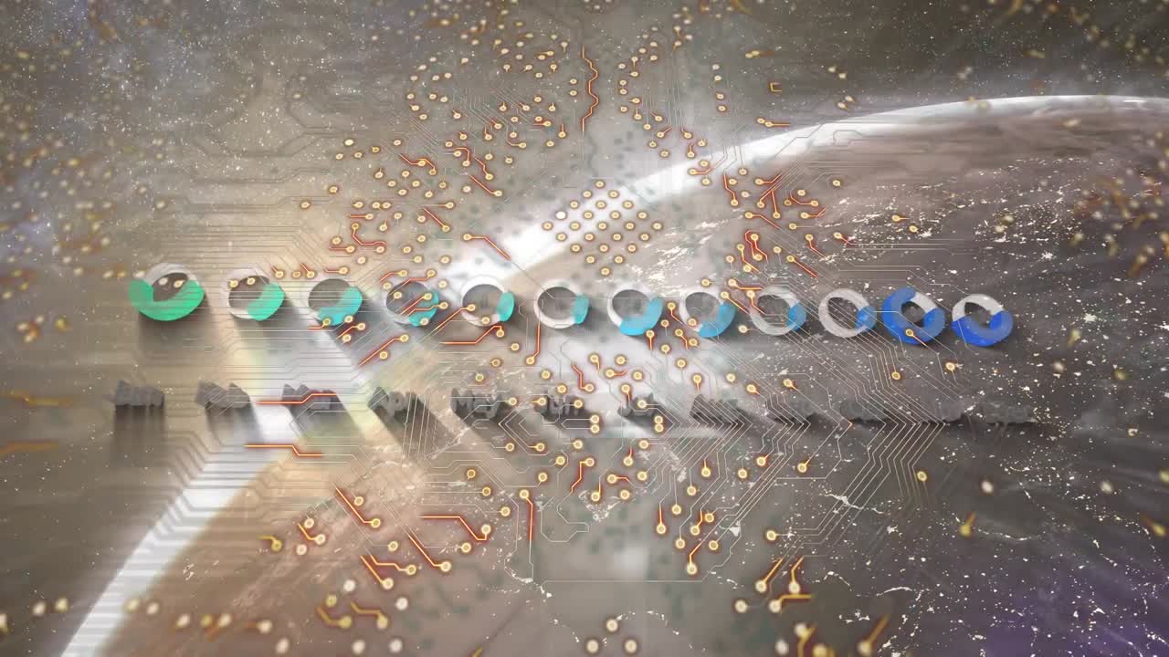 통합 회로와 글로브에 대한 그래프의 애니메이션