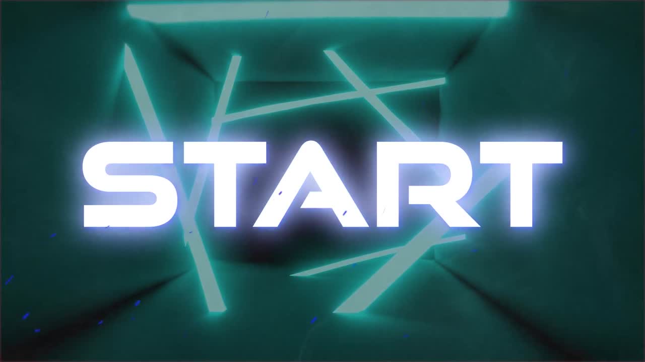 animación del texto de inicio sobre líneas de neón sobre fondo negro