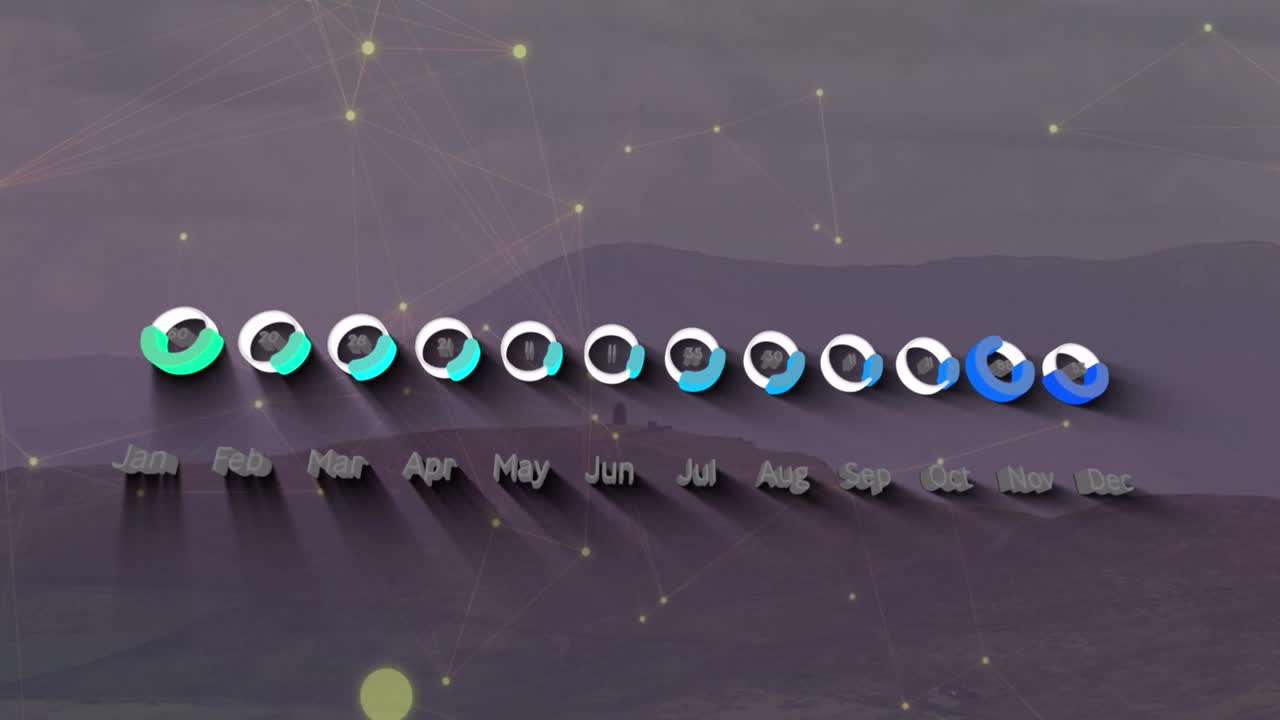 анимация обработки данных над ландшафтом