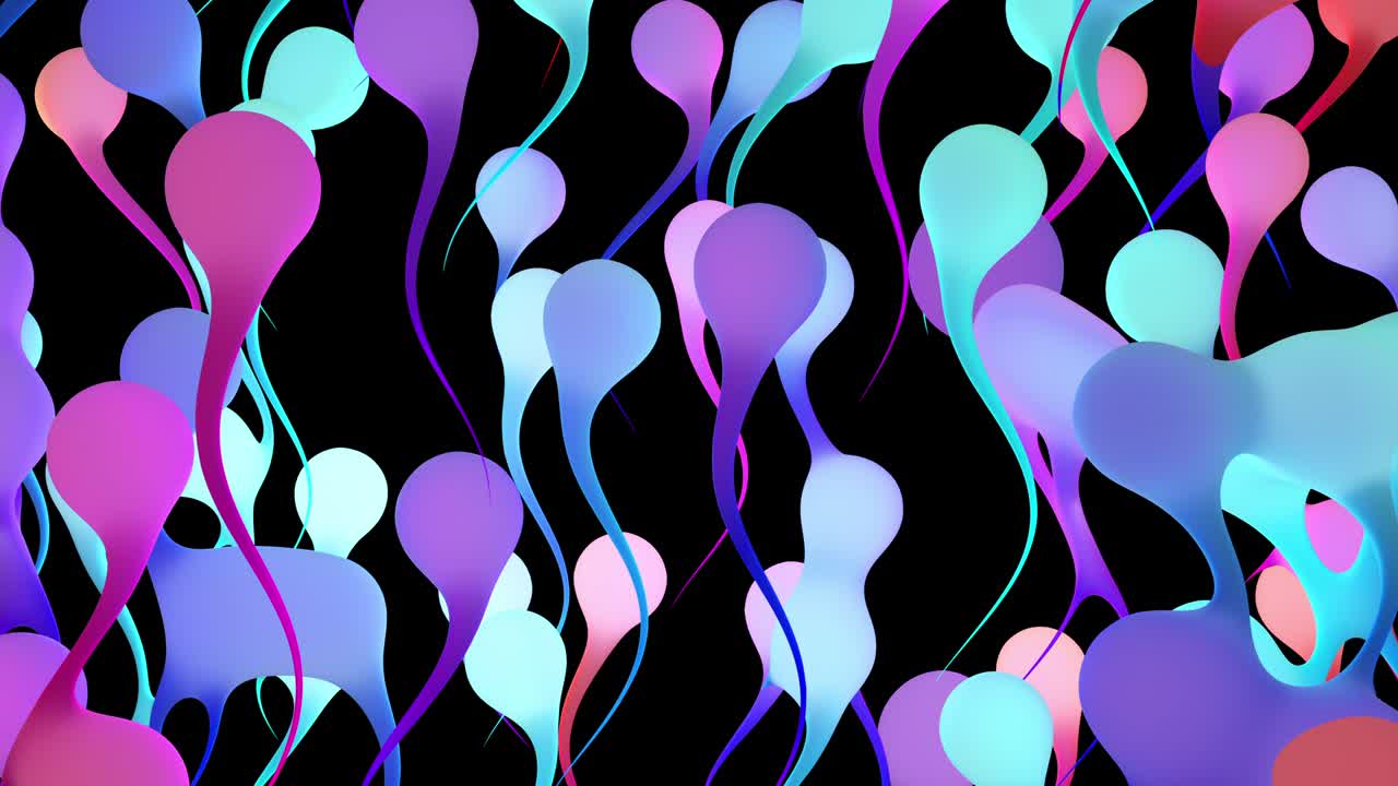 Abstract Background With Luminous Liquid Colored Drops That Move Up. Seamless Looping. 4K.