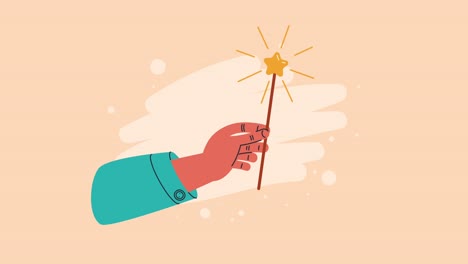 hand holding a magic wand