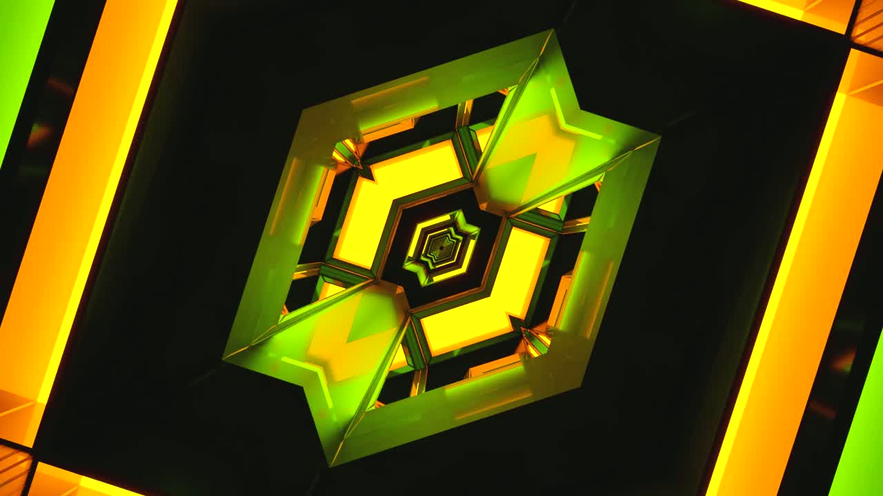 Experience a dynamic tunnel scene with vibrant colors blending together in a seamless loop. The design features geometric shapes that create a mesmerizing visual effect over time