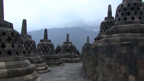 Visiting-Borobudur-Temple,-UNESCO-World-Heritage-Site,-Central-Java,-Indonesia,-Buddhist-Temple