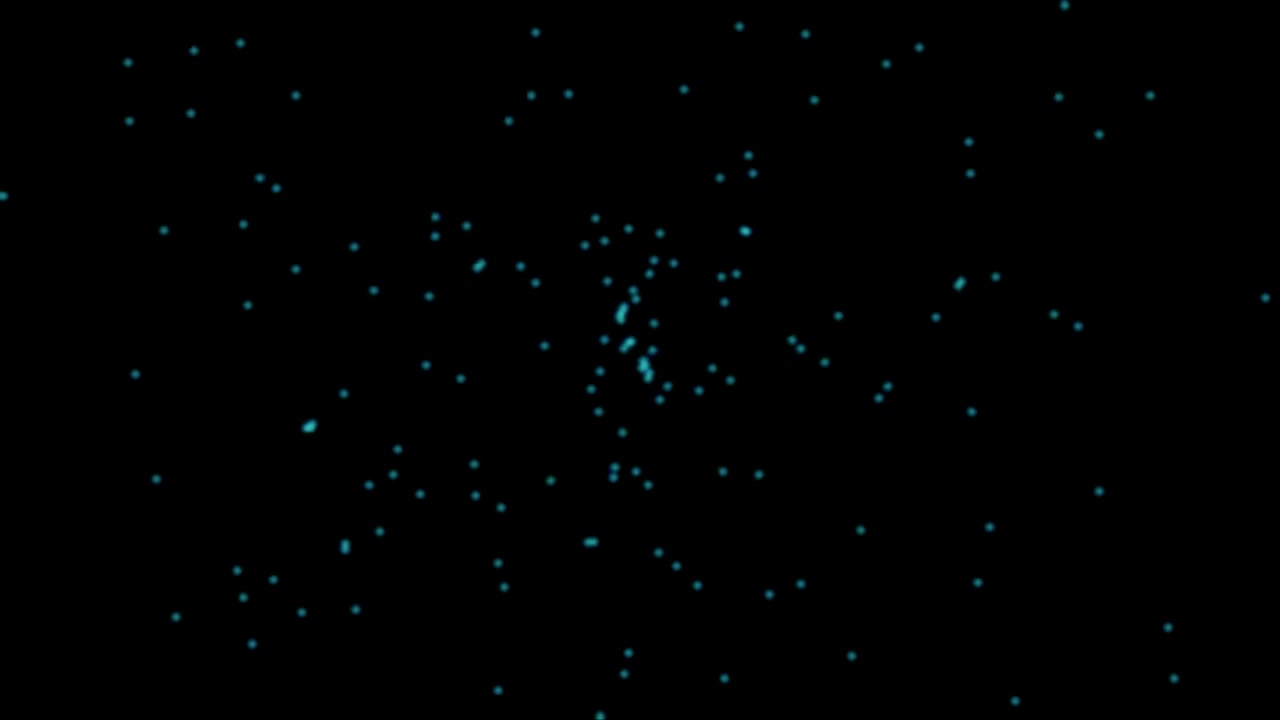 Abstract Motion Background of Glowing Blue Particles on Black