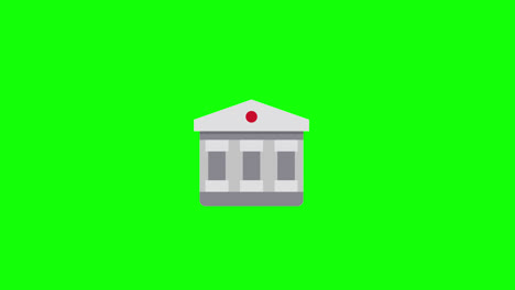 Icono-De-Edificio-De-Arquitectura-Bancaria,-Finanzas,-Concepto-Bancario,-Video-De-Animación,-Fondo-Transparente.