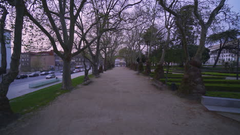 porto - portugal - march 18th 2020: empty park during the coronavirus - covid19 pandemic and lockdown quarantine