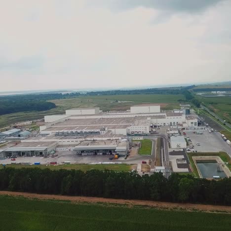 aerial view of a large modern industrial factory