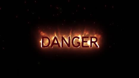 Animation-of-danger-text-over-black-background