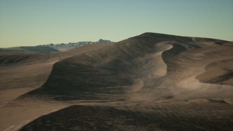 Aerial-view-on-big-sand-dunes-in-Sahara-desert-at-sunrise