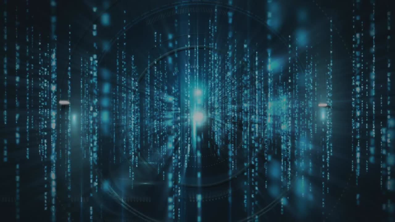 Animation of graph over data processing on black background