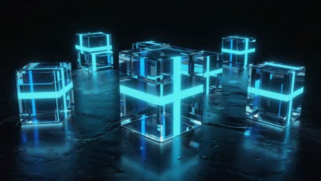 glowing futuristic cubes