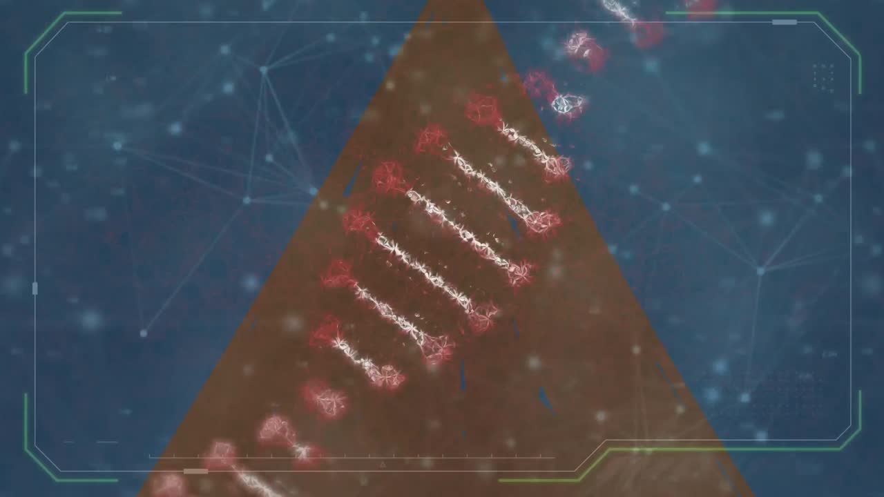 연결 네트워크를 통해 dna 가닥의 애니메이션