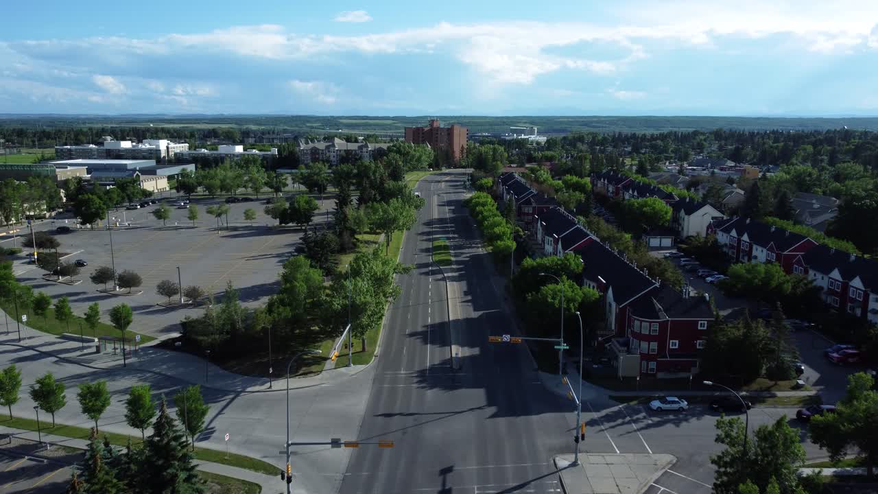 Aerial shot with drone: Apartment views in Calgary, Canada