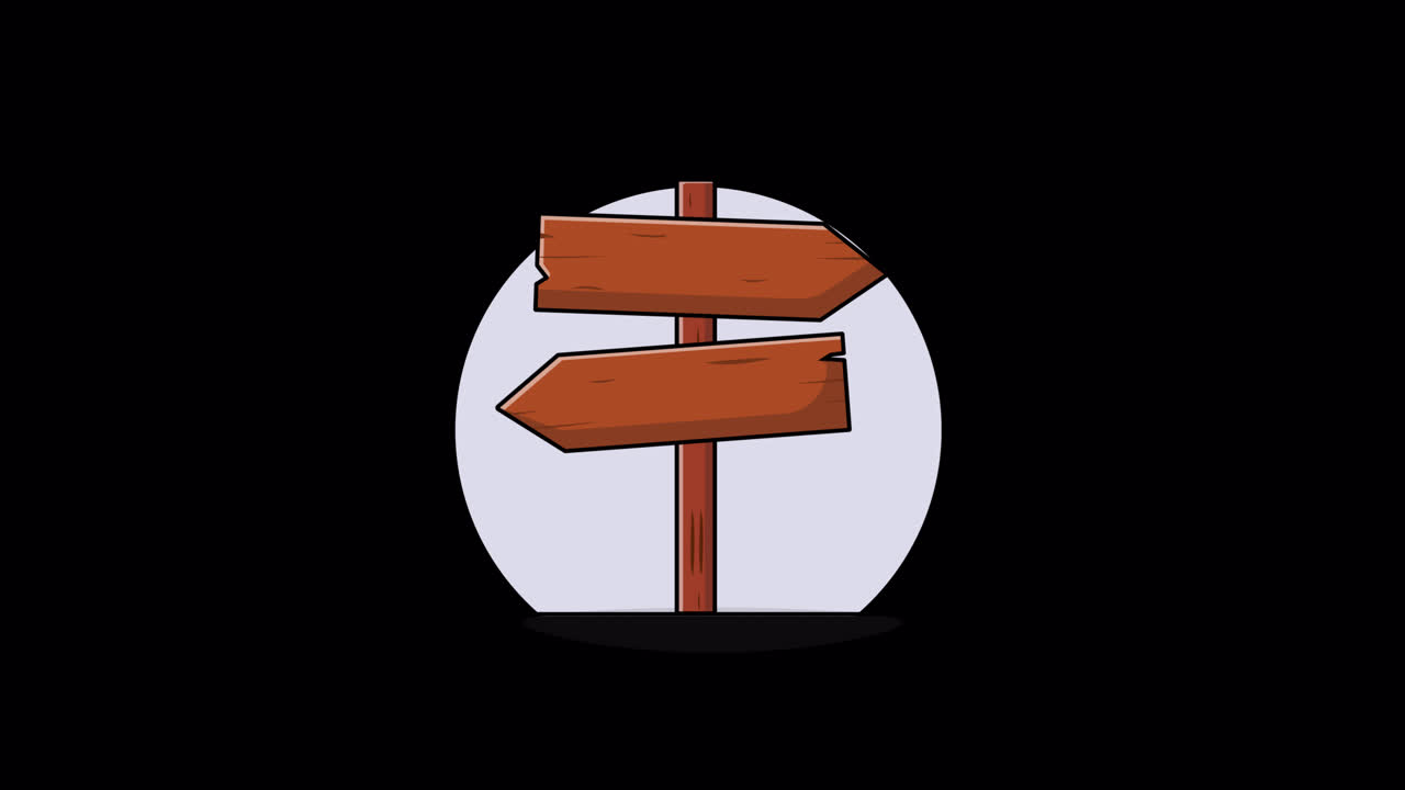 Animated Blank Wooden Arrow Signpost Wiggling