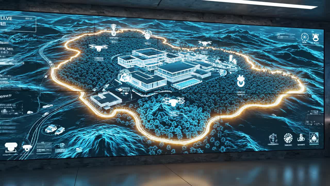 Futuristic Monitoring Display of a Building Complex