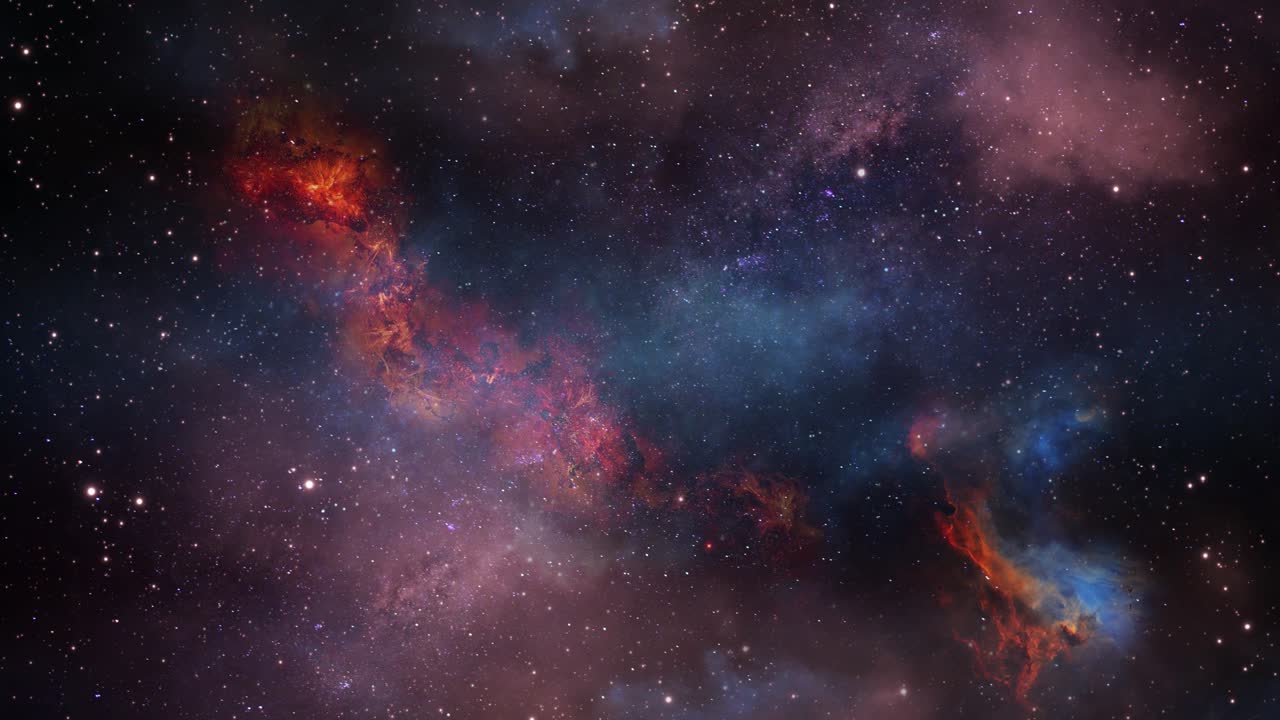red and blue nebula moving in space, background fantasy