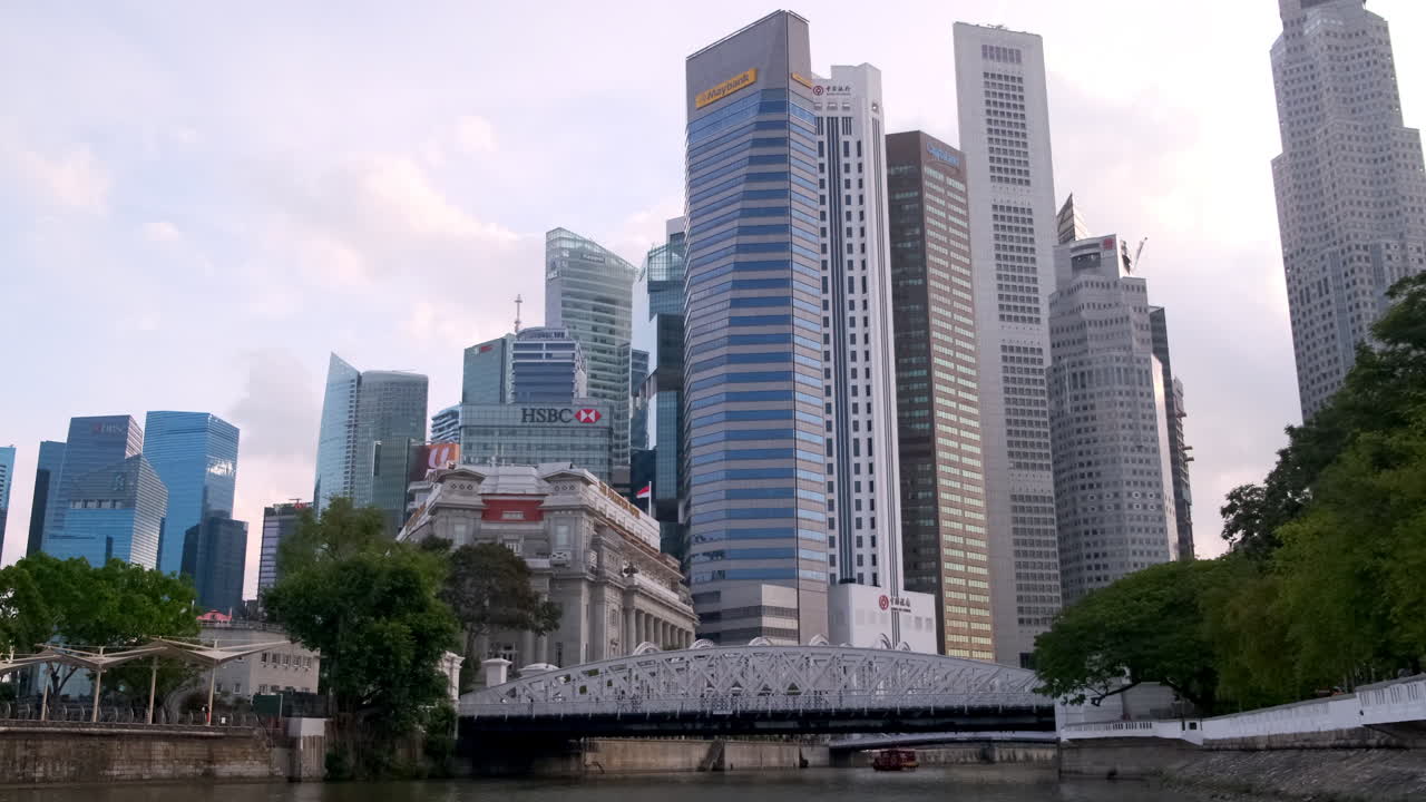Singapore City Skyline and Riverfront View