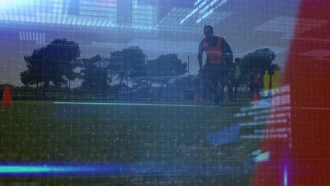 animación de la interfaz digital sobre los jugadores de fútbol