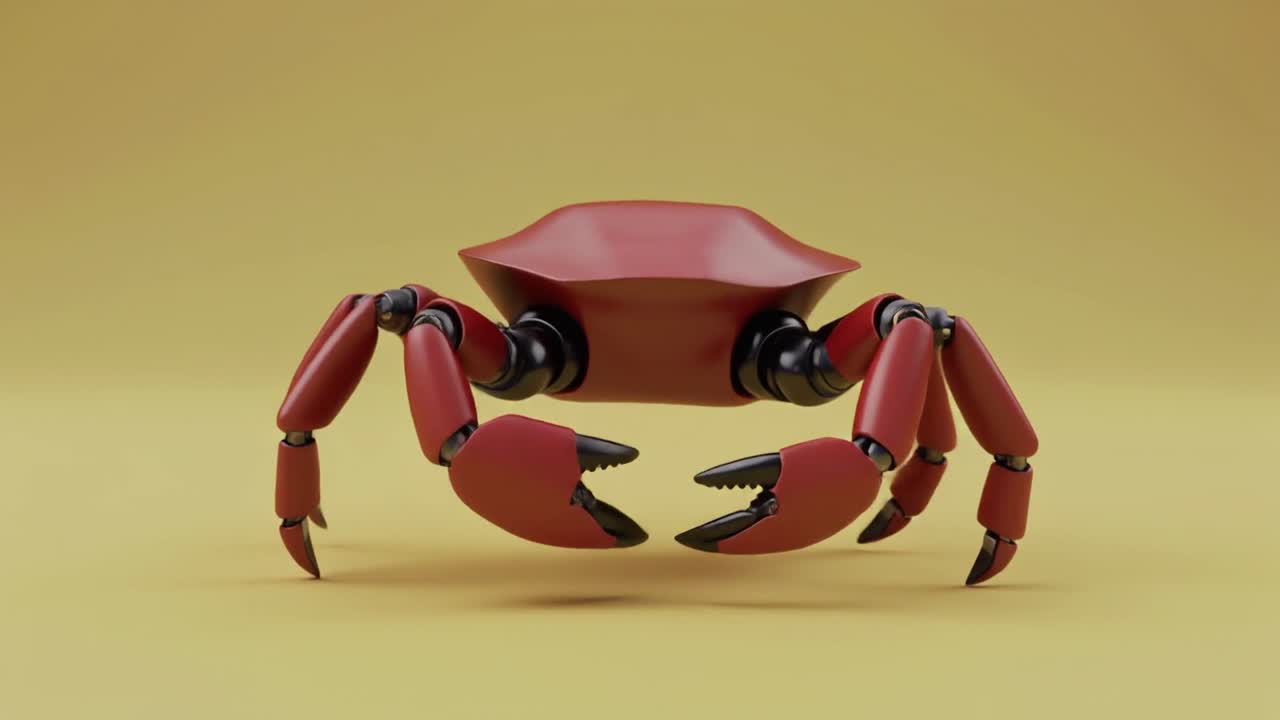 3D-animeret rød robotkrabbe i gang-loop
