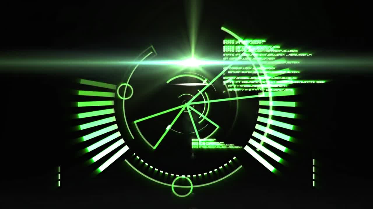 animación del procesamiento digital de datos y la grabación de escaneo de alcance sobre fondo negro