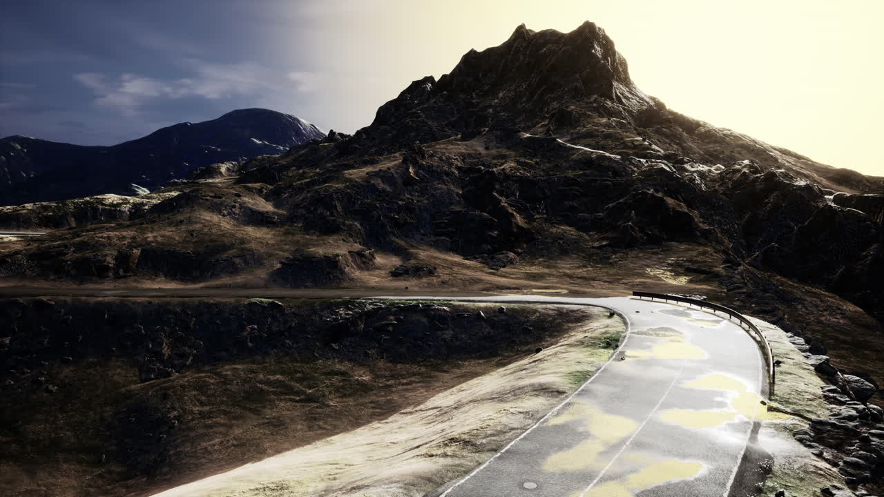 계곡 과 언덕 을 가로질러  ⁇  빈 휘어지는 도로